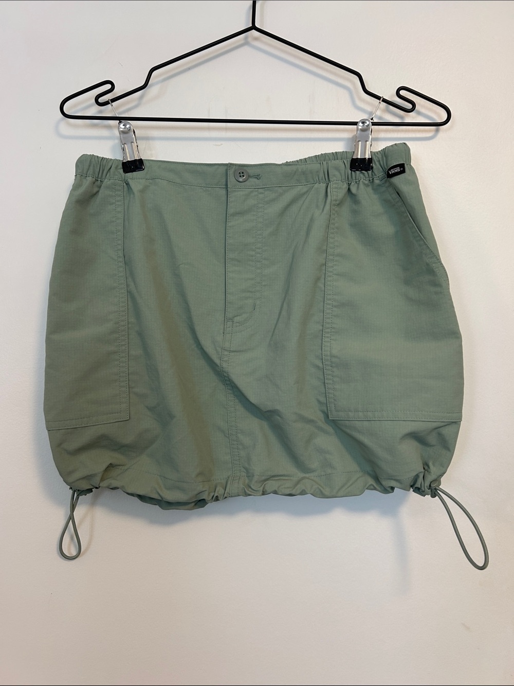 Vans Sage Green Drawstring Bubble Mini Skirt